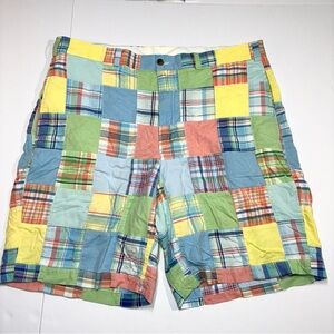 Brooks Brothers Madras Plaid Patchwork Madras Shorts Mens 36 Casual Preppy